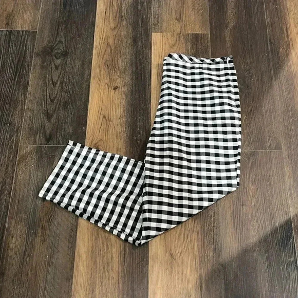 Talbots black and white gingham slacks with side zip and fake back pockets EUC - Picture 11 of 13